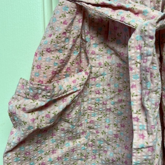 Vintage Children's Pink Rumpled Cotton Ditsy Floral Short Sleeve Wide Leg Romper - Picture 3 of 6